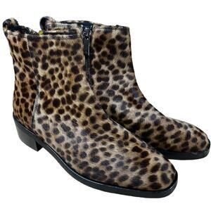 Aquatalia NWT Geanna Calf Hair Bootie Side Zip Leopard Print Size 6 NO BOX